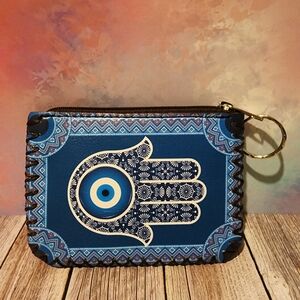 Blue Hamsa Hand Keychain Pouch